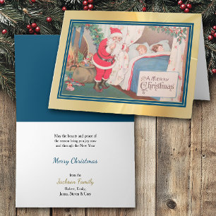 Tarjeta Santa Claus visita Navidad vintage