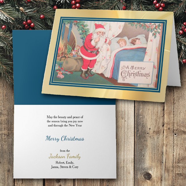 Tarjeta Santa Claus visita Navidad vintage (Subido por el creador)