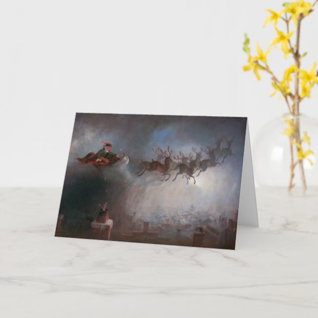 Tarjeta Santa Claus | William Holbrook Beard | (flor amarilla)