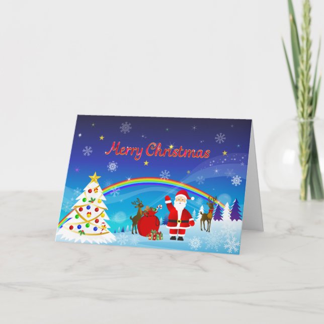 Tarjeta Santa Claus y los renos (Anverso)