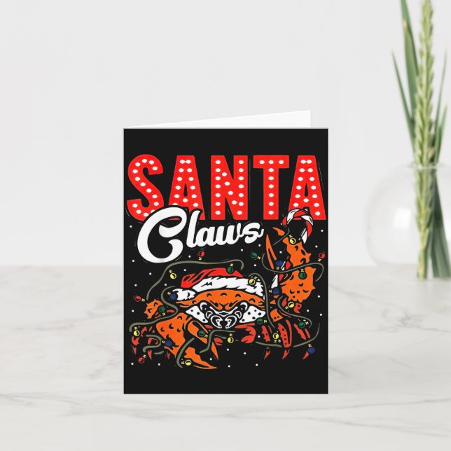 Tarjeta Santa Claws Christmas Funny Crab Lights Holiday Ca (Anverso)