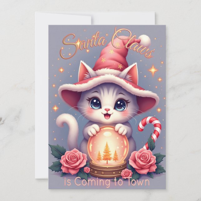 Tarjeta Santa Claws – Cute Holiday Cat Design (Anverso)