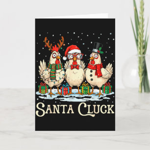 Tarjeta Santa Cluck Pollo Navidad Granja Animal Divertido
