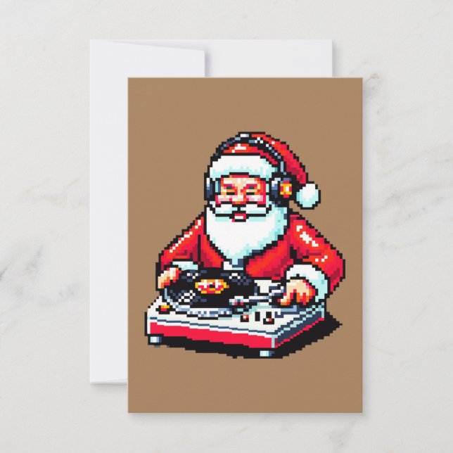 Tarjeta Santa como DJ: Navidades de 8 bits Cheer (Anverso)
