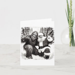 Tarjeta Santa Con Luces De Navidad De Bigfoot Divertido Sa