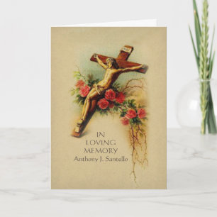 Tarjeta santa conmemorativa fúnebre católica del