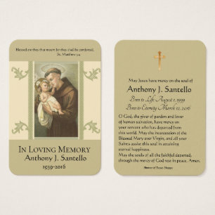 Tarjeta santa conmemorativa fúnebre de Jesús del