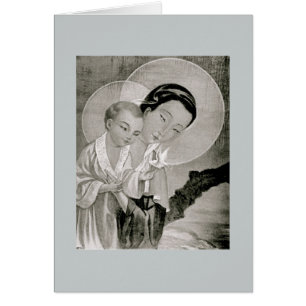 Tarjeta santa coreana de Maria y de Jesús