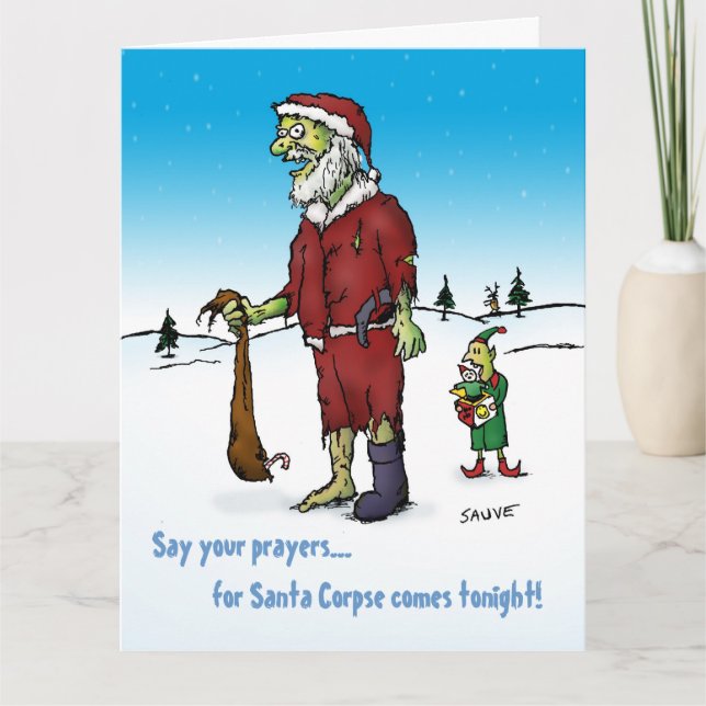 Tarjeta Santa Corpse Funny Zombie Xmas Big (Anverso)