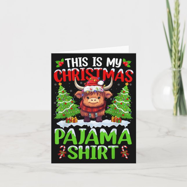 Tarjeta Santa Cow Xmas Tree Lights This Is My Christmas Pa (Anverso)