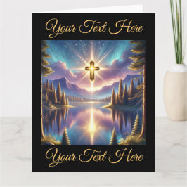 Tarjeta Santa Cruz en el lago de la montaña celestial