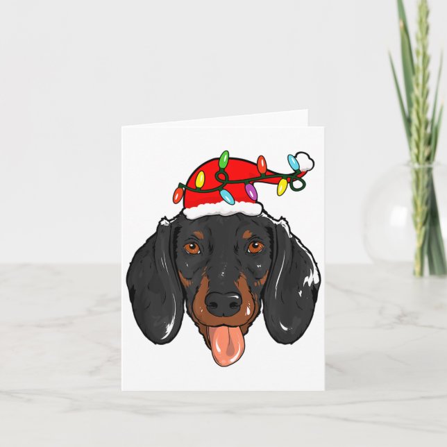 Tarjeta Santa Dachshund Light Christmas  (Anverso)