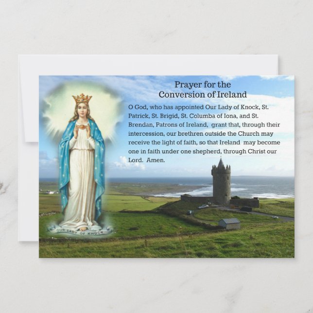 Tarjeta Santa de la Oración de Irlanda de la Conve (Anverso)