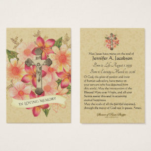 Tarjeta Santa de la Oración del Funeral del Crucif