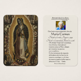 Tarjeta Santa de la Oración Funeral de Guadalupe M