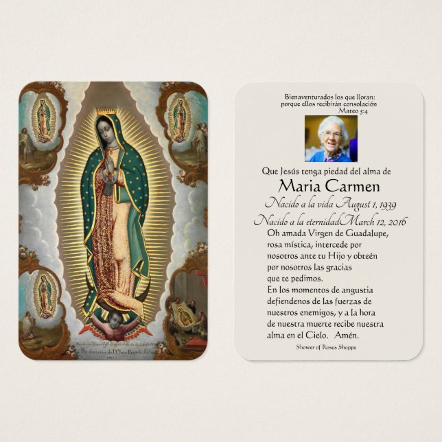 Tarjeta Santa de la Oración Funeral de Guadalupe M (Anverso y reverso)