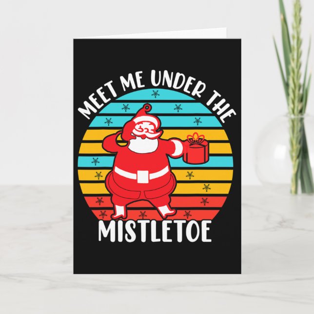 Tarjeta Santa de Navidad Muérdago Retro (Anverso)