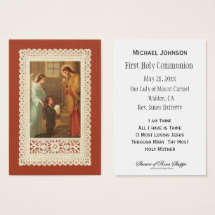 Tarjeta Santa de Recuerdo Jesús Primera Comunión
