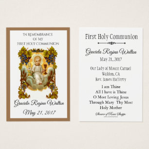 Tarjeta Santa de Recuerdo Jesús Primera Comunión