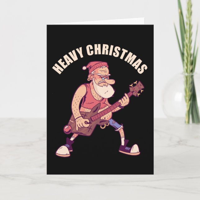 Tarjeta Santa de Rock Navideño Pesado (Anverso)