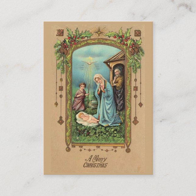 Tarjeta santa de saludo de la natividad del (Anverso)