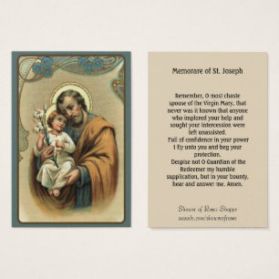 Tarjeta santa de San José Memorare