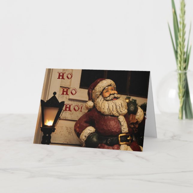 Tarjeta Santa de Vintage de Feliz Navidad (Anverso)