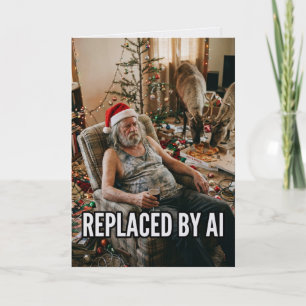 Tarjeta Santa deja el trabajo por la IA Divertida Navidad