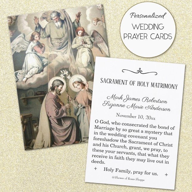 Tarjeta santa del favor católico tradicional de la (Traditional Catholic Wedding Personalized Prayer Cards)