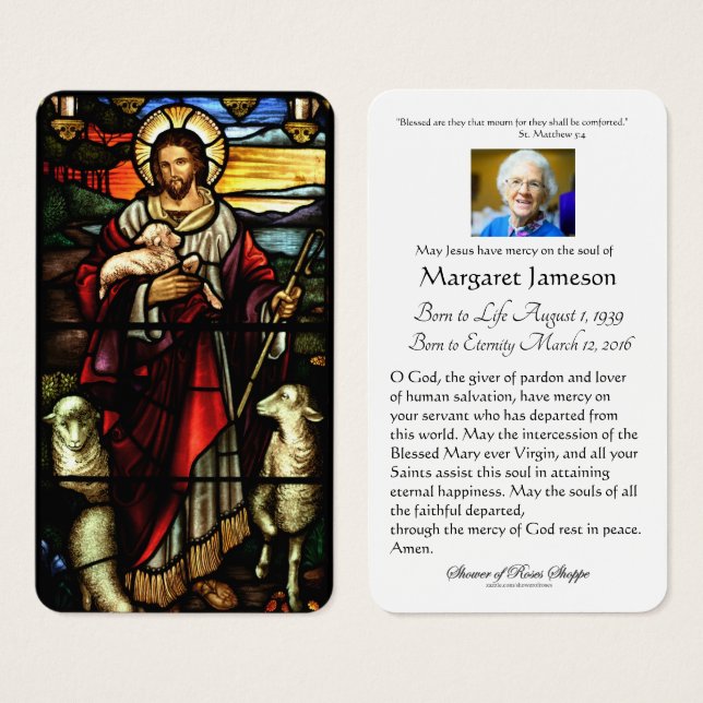 Tarjeta Santa del Funeral Católico Jesús Santo Pas (Anverso y reverso)