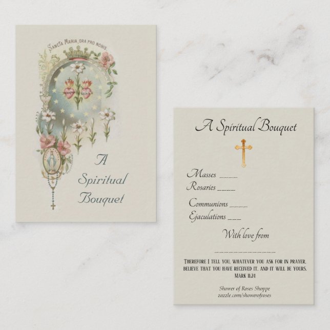 Tarjeta santa del rezo del ramo espiritual del (Anverso / Reverso)