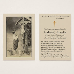 Tarjeta santa del rezo fúnebre católico del
