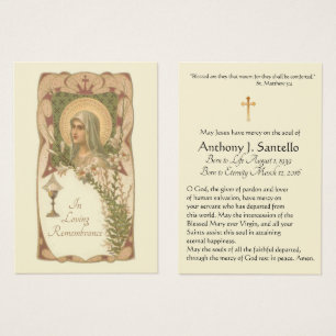 Tarjeta santa del rezo fúnebre de la condolencia