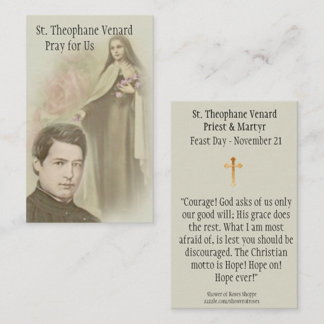 Tarjeta santa del sacerdote y del mártir del St. (Anverso / Reverso)