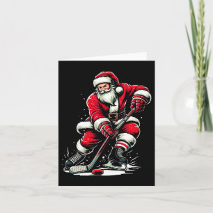 Tarjeta Santa Deportiva navidades Juega Hockey sobre Hielo