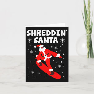 Tarjeta Santa destrozando Funny Santa Claus Snowboarding N
