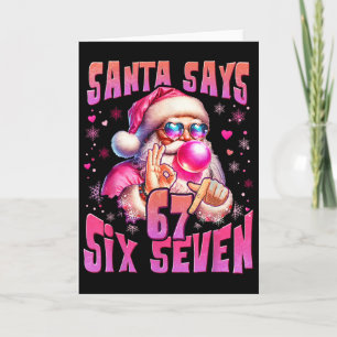 Tarjeta Santa Dice Seis Siete 6 7 Meme Santa Burbuja Rosa