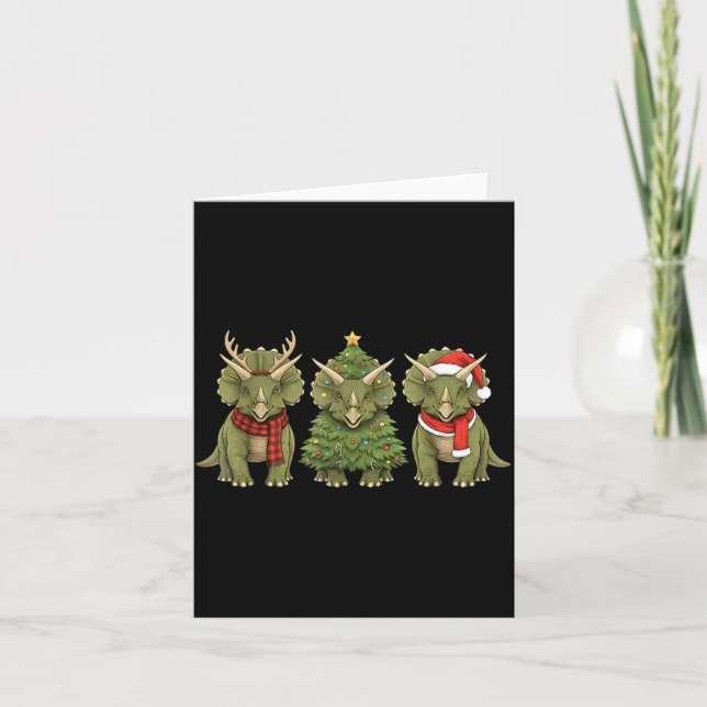 Tarjeta Santa Dinosaur Christmas Tree Triceratops Lover Xm (Anverso)