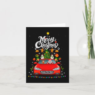 Tarjeta Santa Divertido Conducir Vagón Camión Rojo Navidad