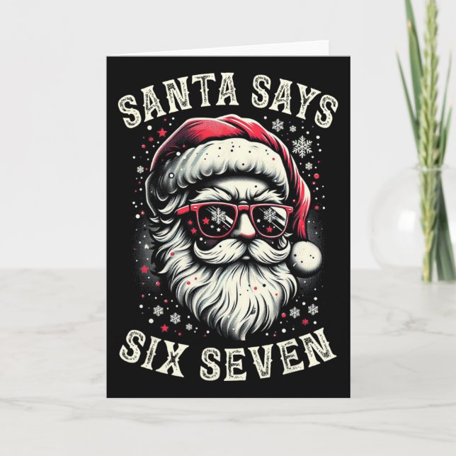 Tarjeta Santa divertido de Navidad Seis Siete 6-7 Meme Rot (Anverso)