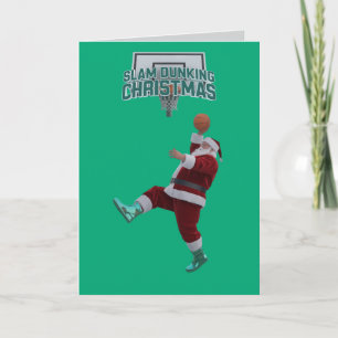Tarjeta Santa divertido haciendo una volcada en Navidad
