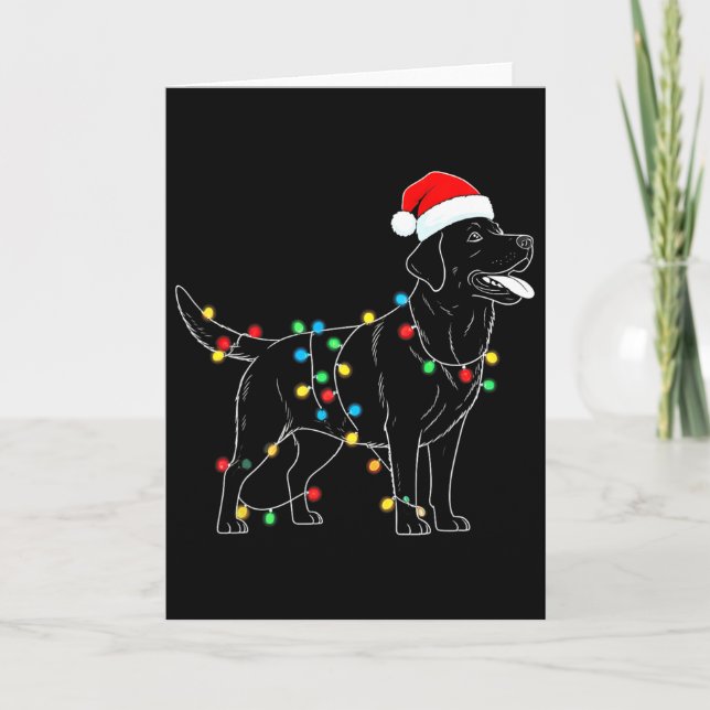 Tarjeta Santa divertido Labrador Retriever Luces de Navida (Anverso)