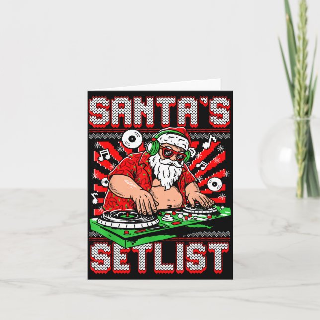 Tarjeta Santa Dj Musician Santa’s Setlist House Music Ugly (Anverso)