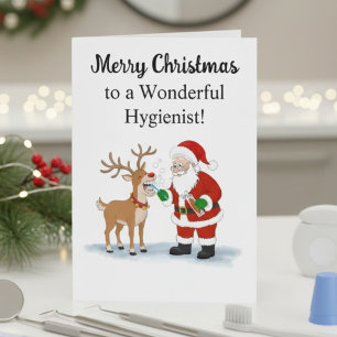 Tarjeta Santa el higienista sonrisa de Navidad