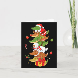 Tarjeta Santa Elfo Muñeco de Nieve Lagarto Divertido Navid