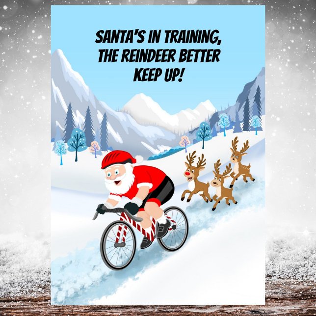 Tarjeta Santa en bicicleta con renos (Subido por el creador)