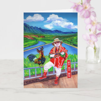 Tarjeta Santa en el Paraíso Kauai Mele Kalikimaka Navidad