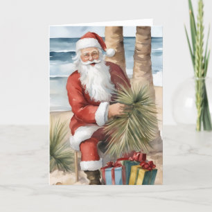 Tarjeta Santa en la playa
