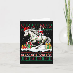 Tarjeta Santa English Springer Spaniel Riing Horse Xmas S