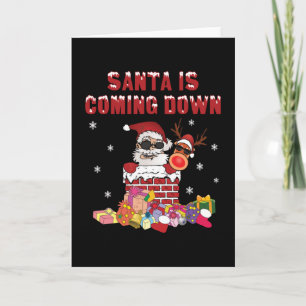 Tarjeta Santa está bajando la chimenea